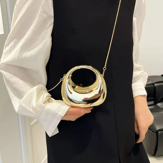 Oval Curved Mini Bag - Gold