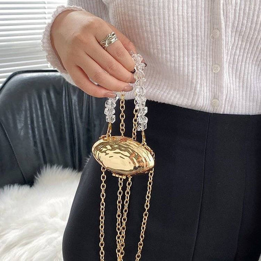 SeaShell Mini Metal Clutch - Gold