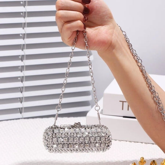 Rhinestone Capsule Mini Clutch - Silver