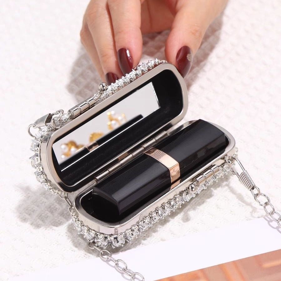 Rhinestone Capsule Mini Clutch - Silver