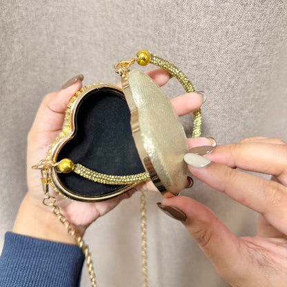 Rhinestone Heart Mini Clutch