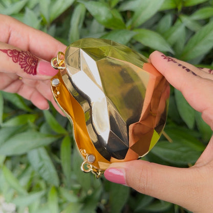 Heart Shaped Mini Metal Clutch- Gold