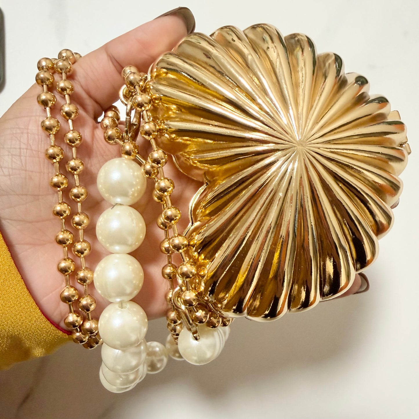 Heart Mini Metal Clutch - Gold