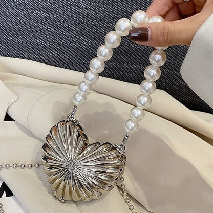 Heart Mini Metal Clutch - Silver