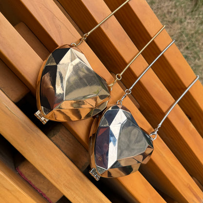 Heart Shaped Mini Metal Clutch- Gold