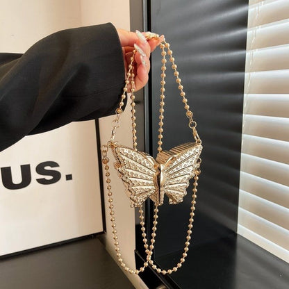 Diamond Butterfly Metal Mini Clutch