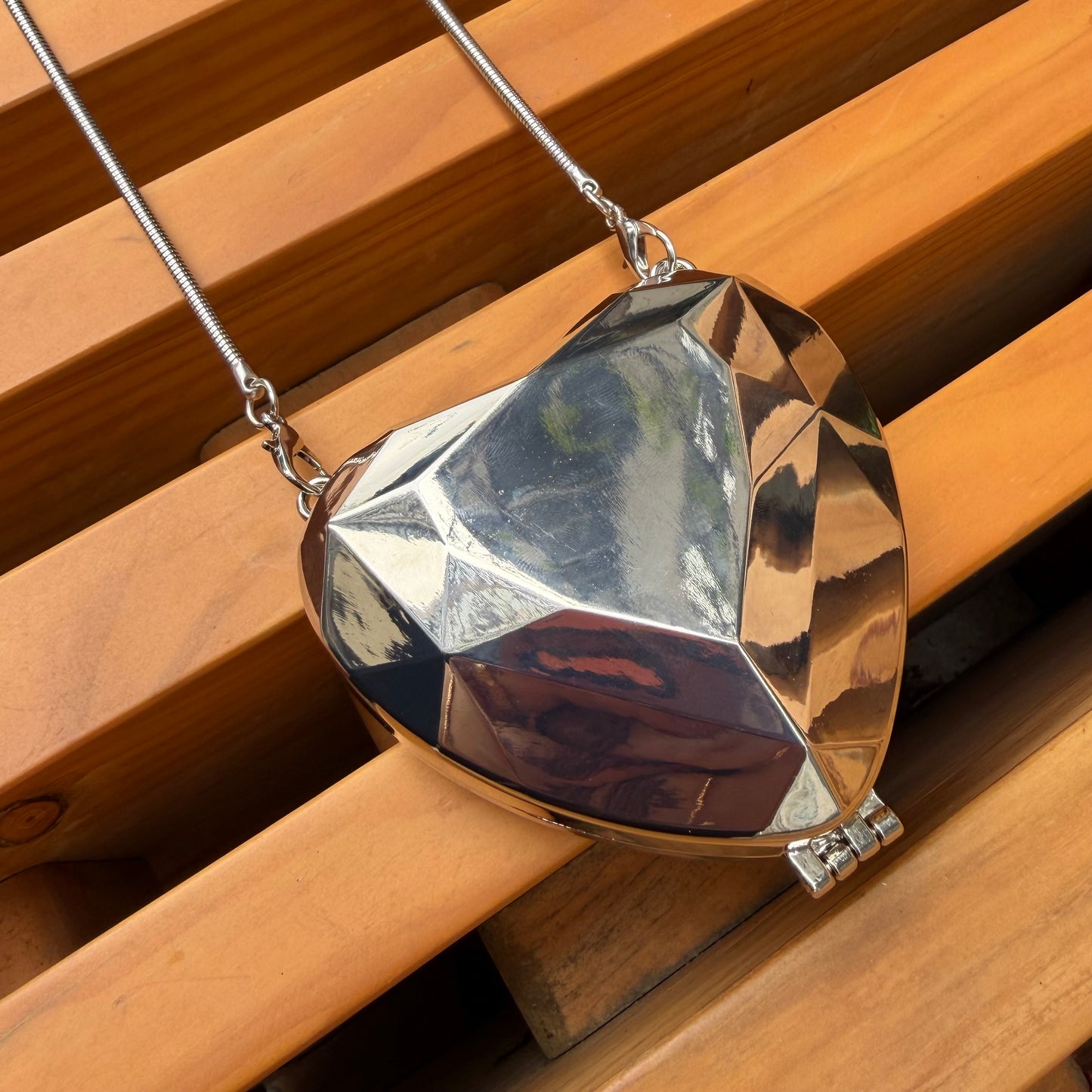 Heart Shaped Mini Metal Clutch - Silver