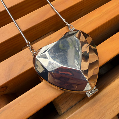 Heart Shaped Mini Metal Clutch - Silver