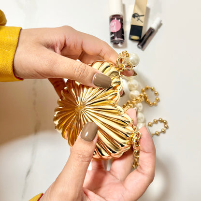 Heart Mini Metal Clutch - Gold
