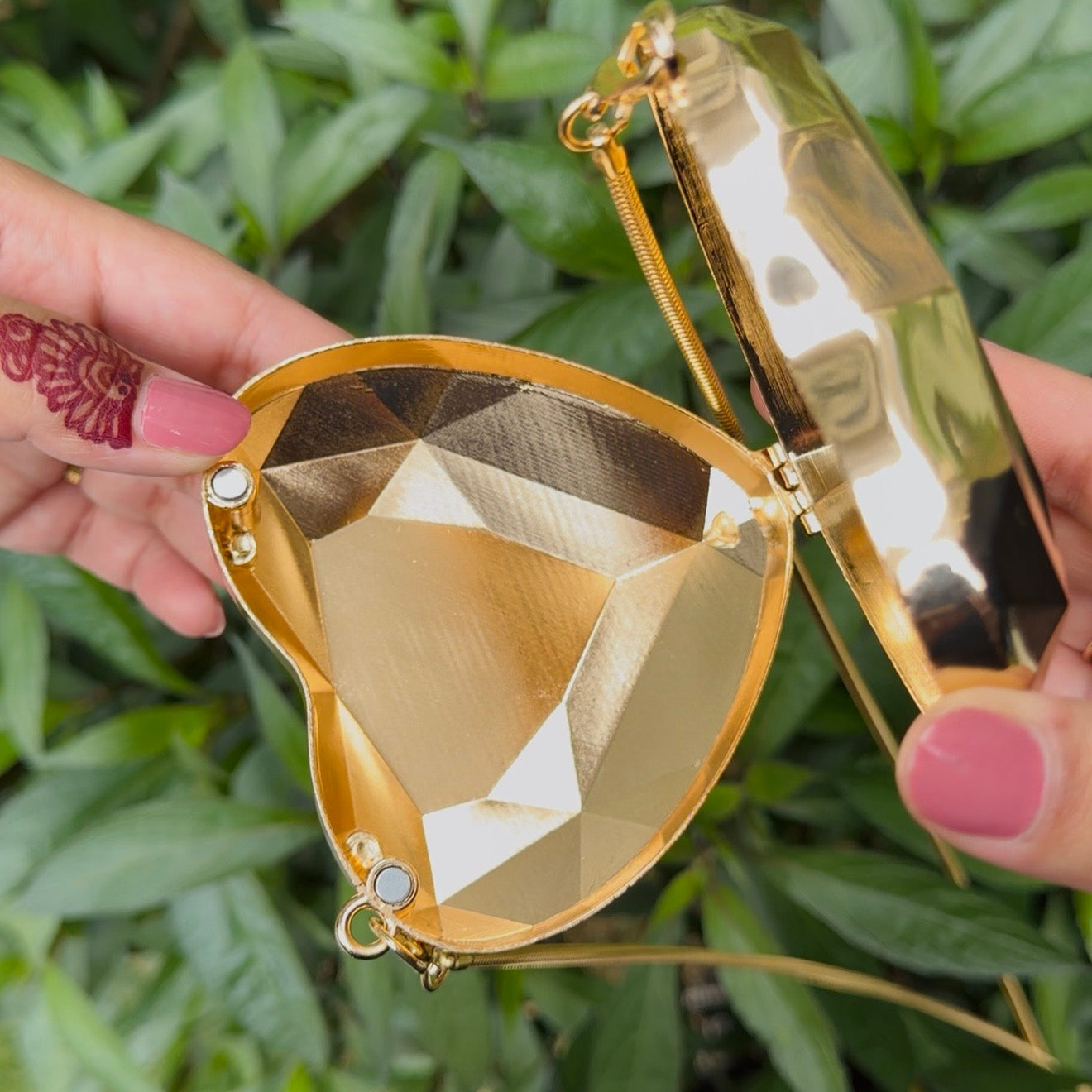 Heart Shaped Mini Metal Clutch- Gold