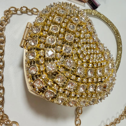 Rhinestone Heart Mini Clutch
