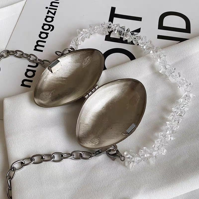 SeaShell Mini Metal Clutch - Silver