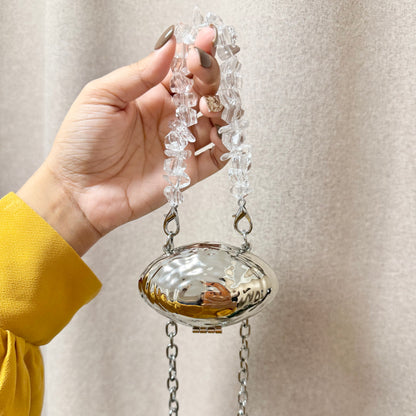 SeaShell Mini Metal Clutch - Silver