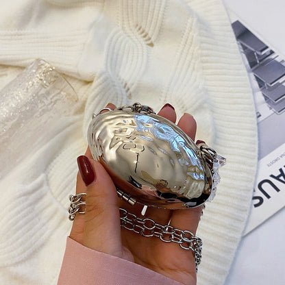 SeaShell Mini Metal Clutch - Silver