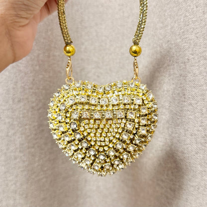 Rhinestone Heart Mini Clutch
