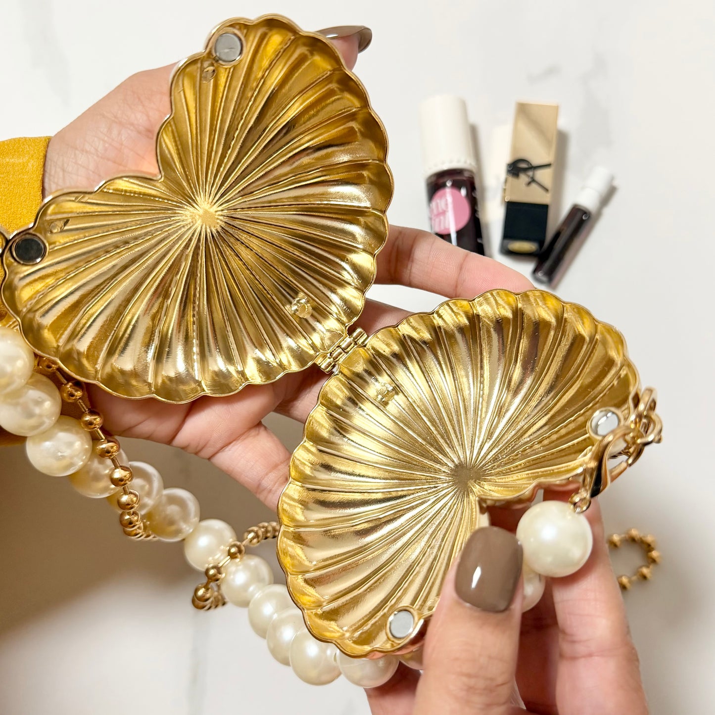 Heart Mini Metal Clutch - Gold