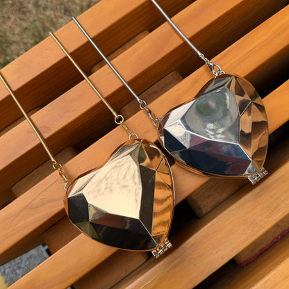 Heart Shaped Mini Metal Clutch - Silver