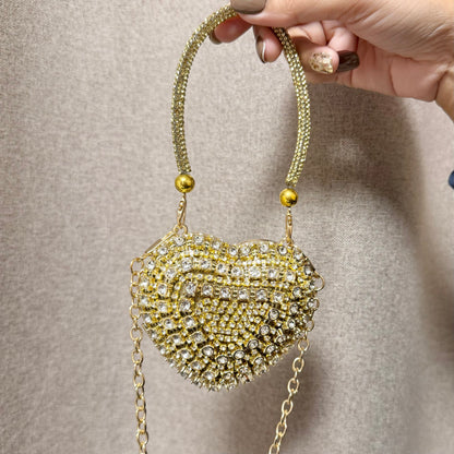 Rhinestone Heart Mini Clutch