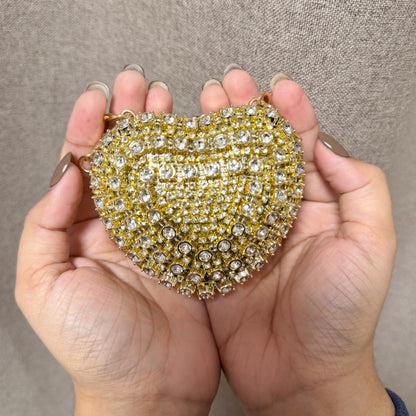 Rhinestone Heart Mini Clutch