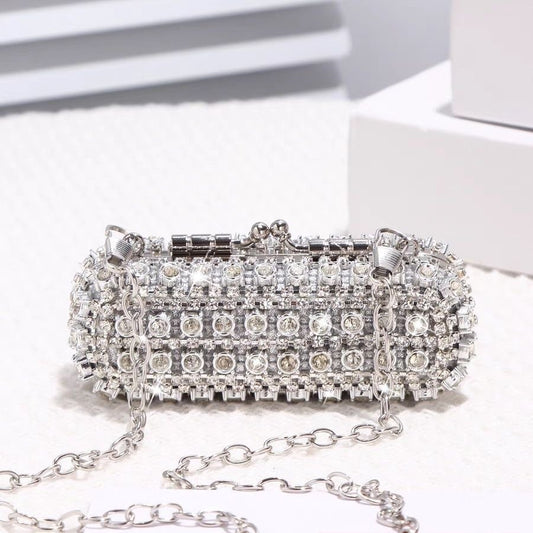 Rhinestone Capsule Mini Clutch - Silver