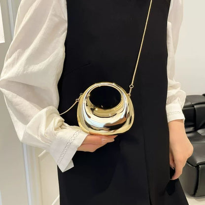 Oval Curved Mini Bag - Gold