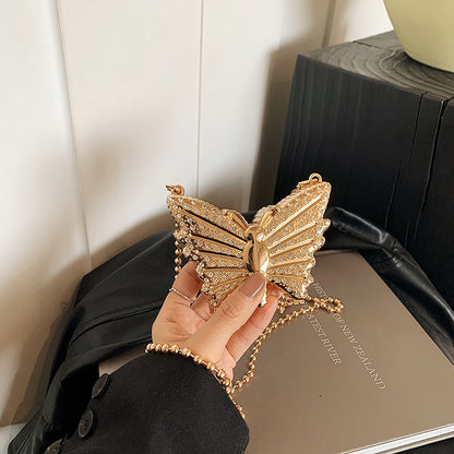 Diamond Butterfly Metal Mini Clutch