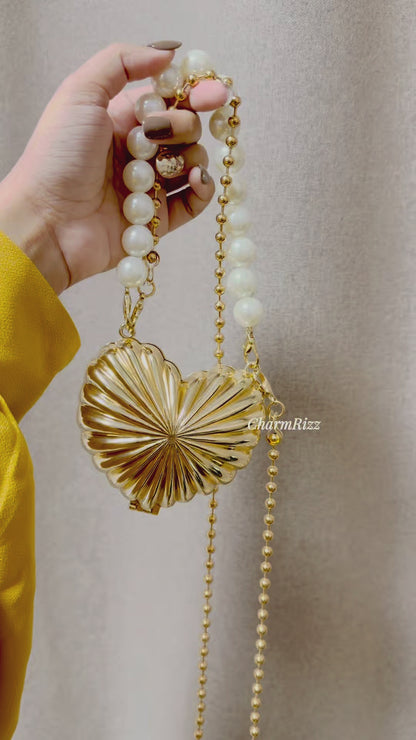 Heart Mini Metal Clutch - Gold