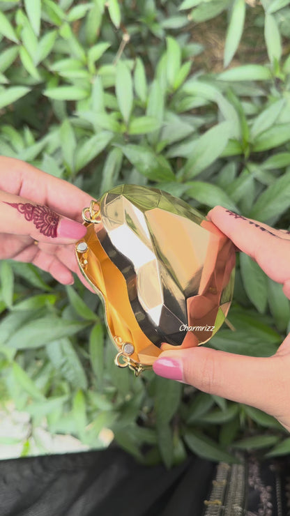 Heart Shaped Mini Metal Clutch- Gold