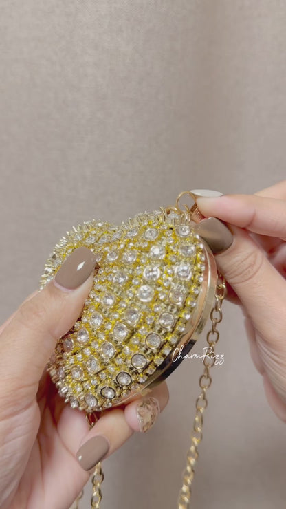 Rhinestone Heart Mini Clutch