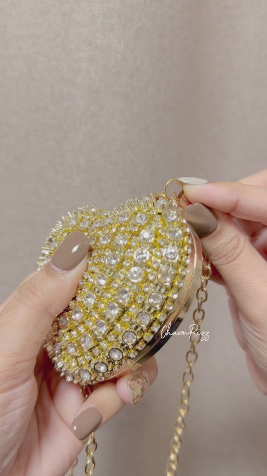 Rhinestone Heart Mini Clutch